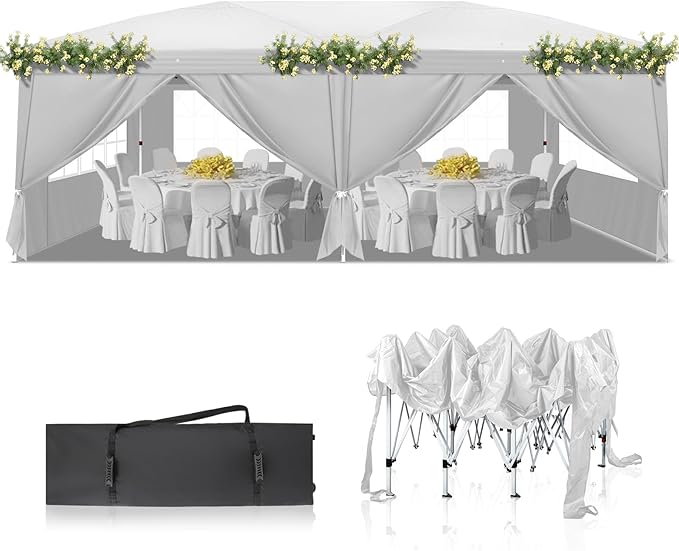 VINGLI Pop Up Canopy Tent with Sidewalls, Outdoor Gazebo Canopy Tent, Patio by VINGLI