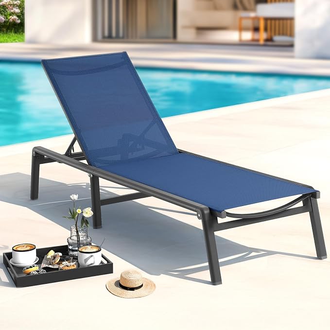 Aluminum Chaise Lounge Chair Outdoor, Foldable & Assembly Free Outdoor Lounge - Image 2