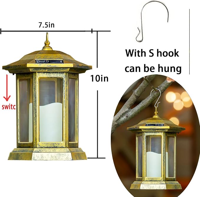 Solar Lantern Outdoor, Outdoor Hanging Candle Lanterns LED Lights - Image 3