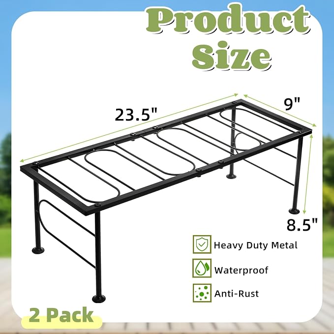 2 Pack Metal Plant Stand Indoor Outdoor, 1 Tier Heavy Duty Flower Pot Stands - Image 2