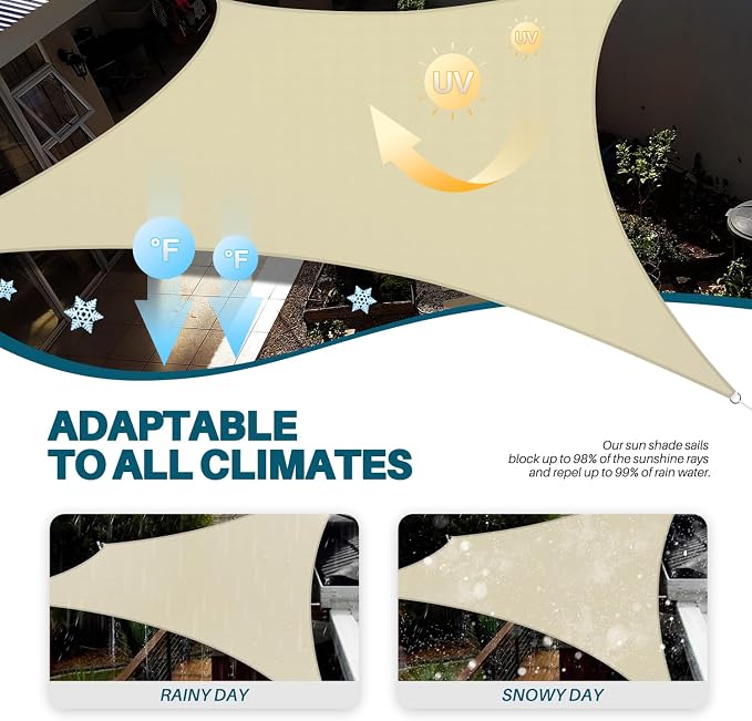 Coarbor 7'x7' Waterproof Sun Shade Sail Rectangle Canopy Shade Cover - Image 3