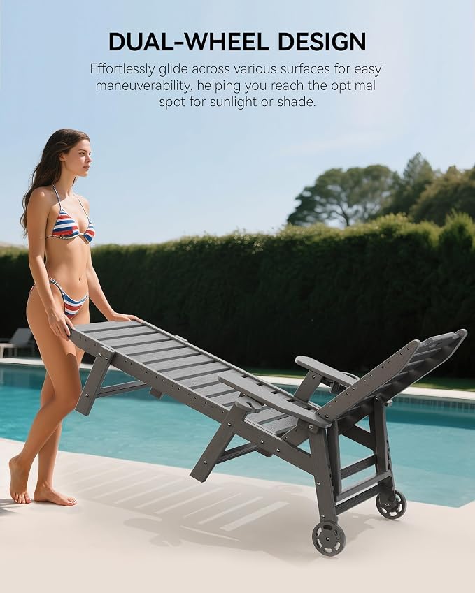 Carauci Lounge Chair Outdoor Set of 4, HDPE Chaise Lounge - Image 6