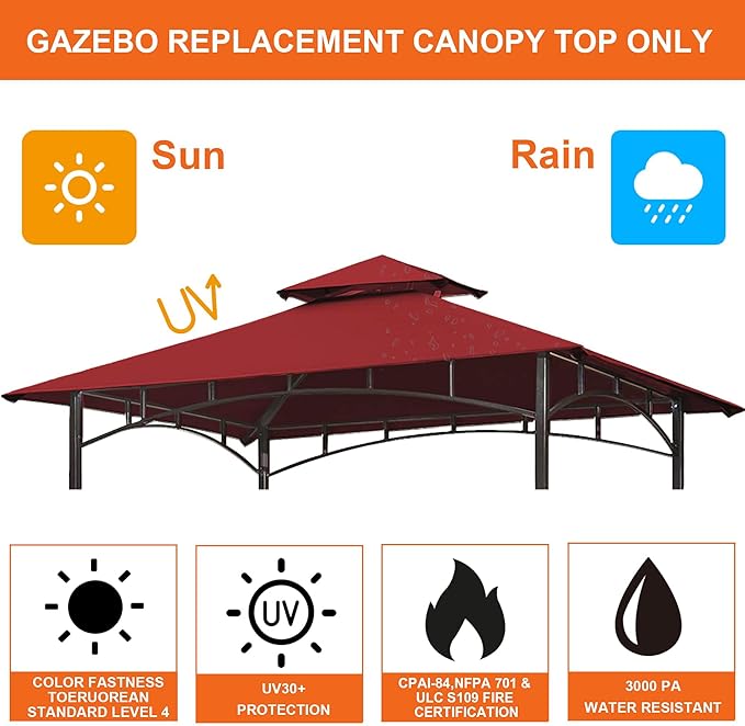 Eurmax USA High Performance Grill Gazebo Canopy Replacement Cover 5x8 BBQ - Image 4