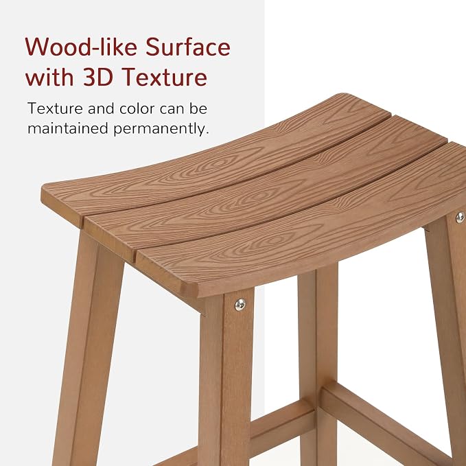 All-Weather Bar Stools Set of 2, Looks Like Real Wood, - Image 7