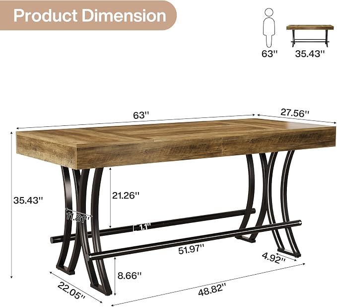 Tribesigns 63" Counter Height Bar Table - Image 2