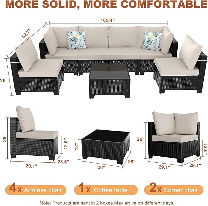 Outdoor Wicker Patio Furniture Set, Rattan Sectional Sofa Set - Image 2