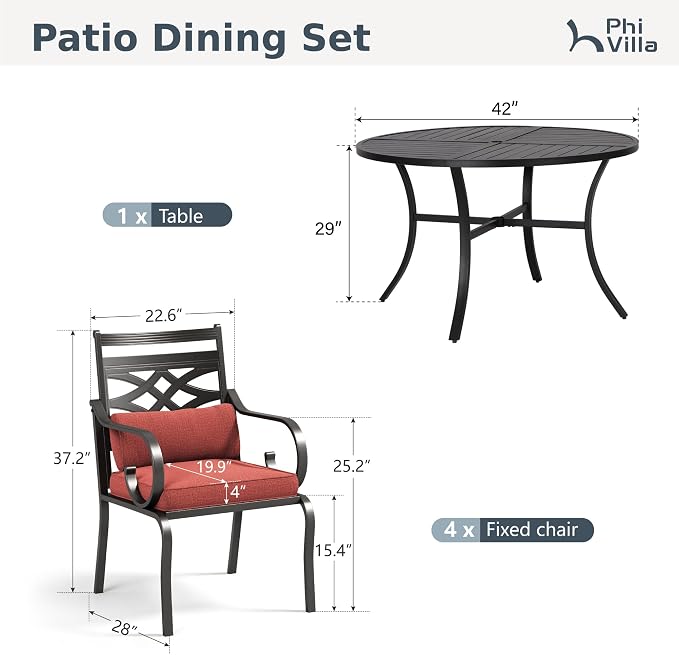 PHI VILLA 5 Pieces Outdoor Dining Set - Image 2