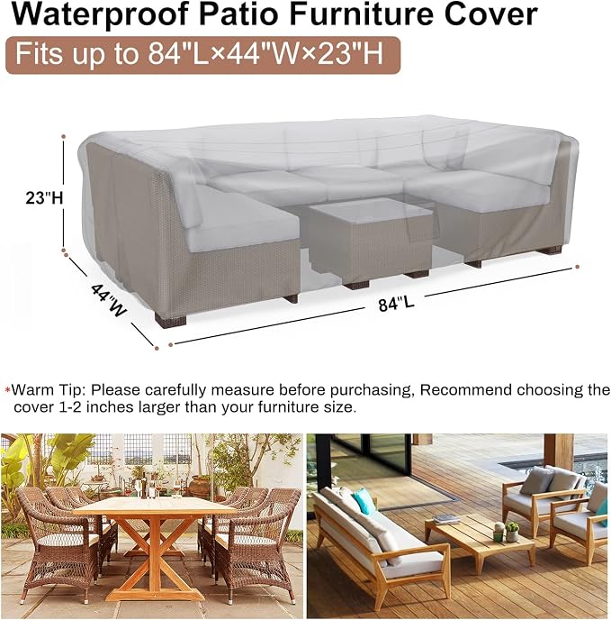 Patio Furniture Set Cover Waterproof, Mrrihand Outdoor Sectional Sofa Set Cover - Image 2