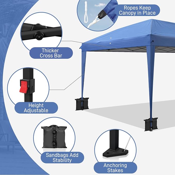 VINGLI Pop Up Canopy Tent with Sidewalls, Outdoor Gazebo Canopy Tent, Patio - Image 5