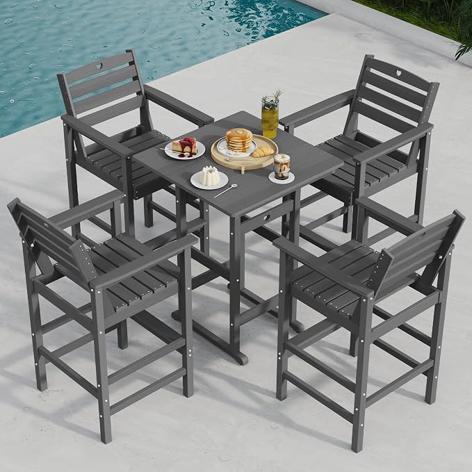 Adirondack Outdoor Bar Table, Durable HDPE Composite, Weather Resistant - Image 3