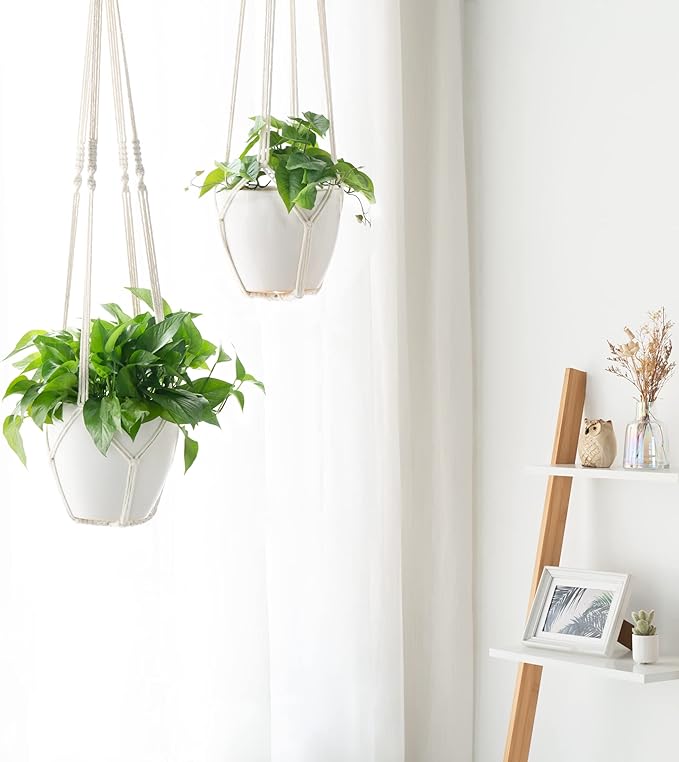 Dahey Macrame Plant Hanger Indoor Outdoor Hanging Planter Basket Large - Image 2