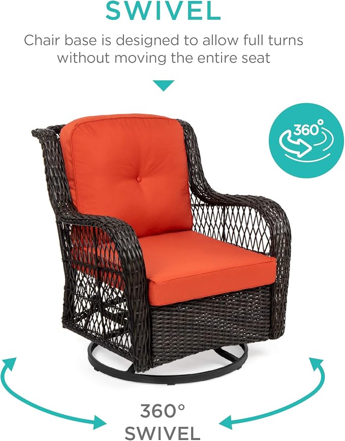 Best Choice Products 3-Piece Outdoor Wicker Patio Bistro Set w/ 2 360-Degree - Image 2