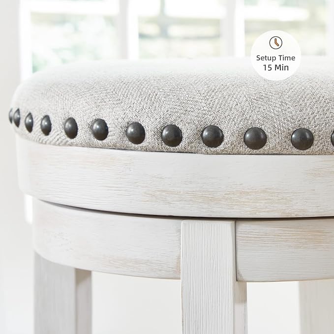 Signature Design by Ashley Valebeck Casual Upholstered Swivel Stool, Round - Image 8