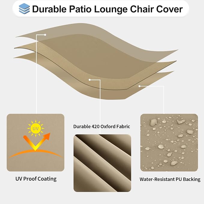 OutdoorLines Outdoor Waterproof Patio Chaise Lounge Chair Cover - Image 3