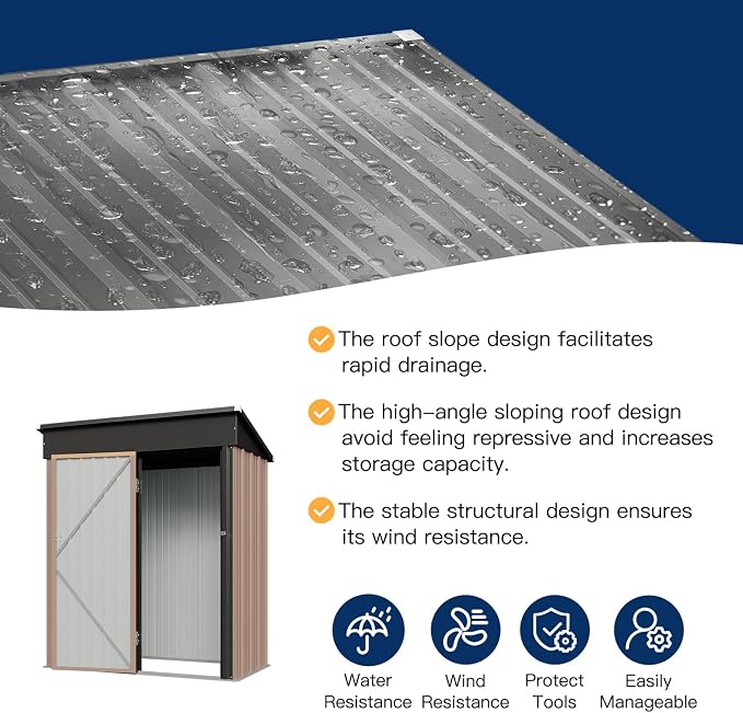 Aoxun 5x2.7 FT Shed Outdoor Storage Shed Metal Tool Shed - Image 3
