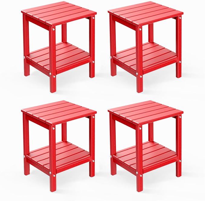 GREENVINES Adirondack-Outdoor-Side-Table | Set of 4 | 14 x 13 Inches | HDPE by GreenVines
