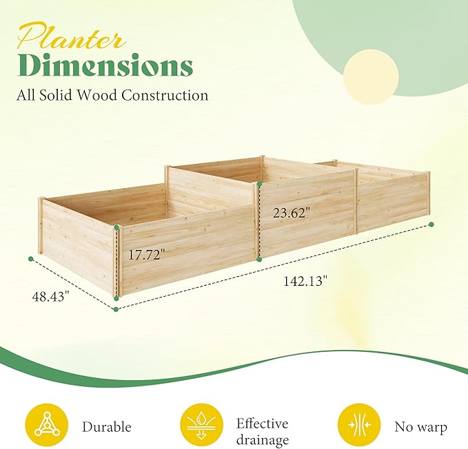 AMERLIFE 2 Tier Raised Garden Bed, Mortise & Tenon Structure 23 Inch Depth Fir - Image 7