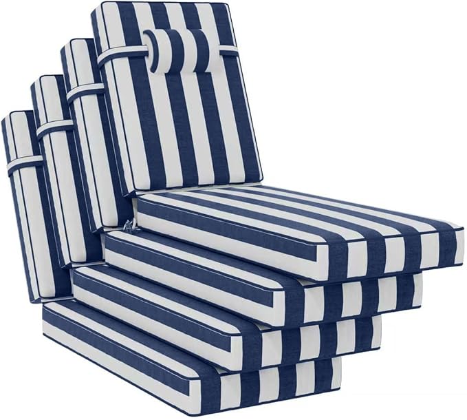 72 x 21 x 4 Inch Olefin Chaise Lounge Cushions, Lounge Chair Cushions by Unknown