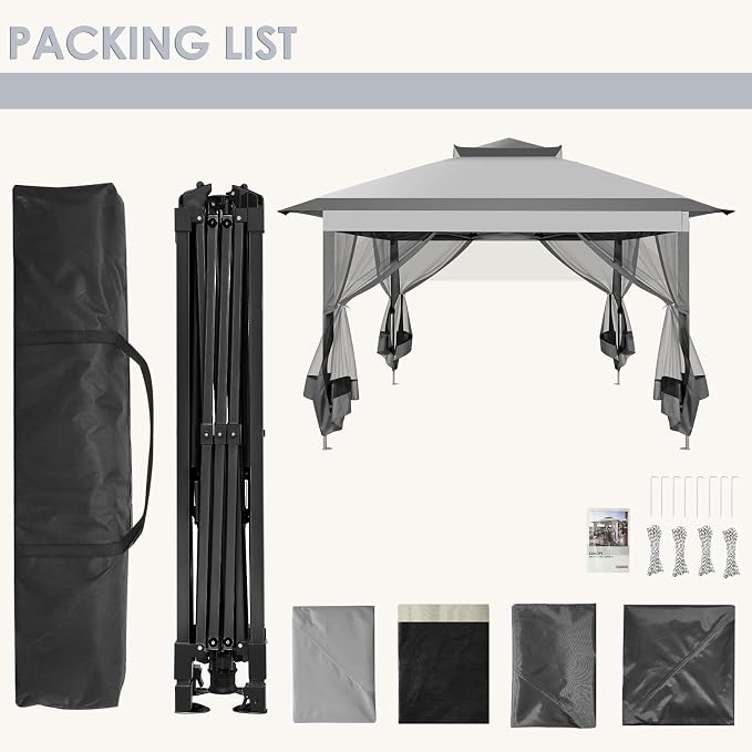 COBIZI 11x11 Pop Up Gazebo One-Push Canopy Tent, Carpas Para Patio, Outdoor - Image 5