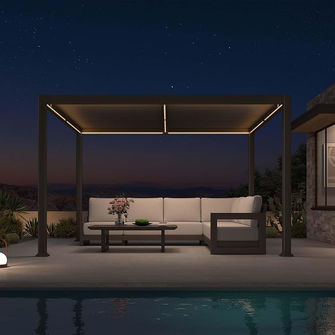 PURPLE LEAF 10' x 12' Outdoor Louvered Pergola Aluminum Pergola by PURPLELEAF