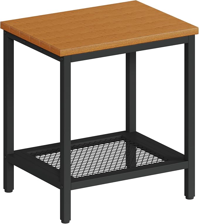 Outdoor Side Table with Storage, 2-Tier Patio End Tables Weather Resistant by Wehaveahome