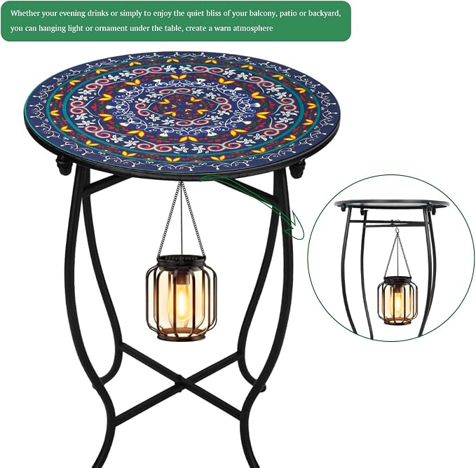 Fashion&cool Small Outdoor Side Table, Weather Resistant Metal Desk End Table - Image 2