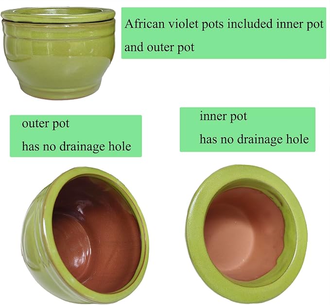 African Violet Pots Self Watering Round Ceramic Violet Pot - Image 4