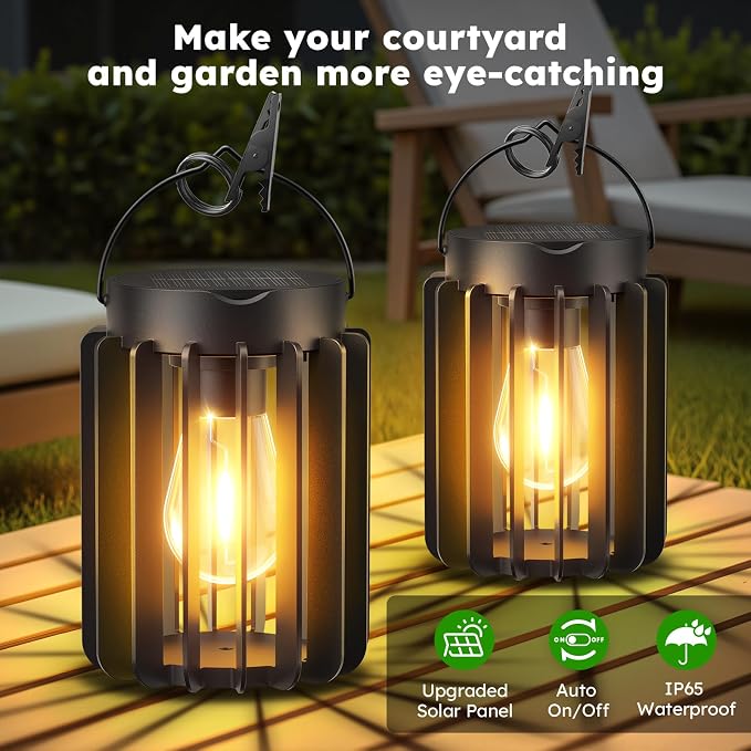 Solar Lanterns Outdoor Waterproof, Brighter Up to 12 Hrs Outdoor Hanging Solar - Image 5