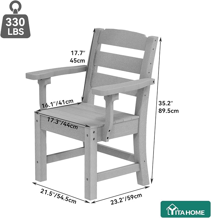 YITAHOME HDPE Chairs Set of 2, Sturdy Patio Chair w/Max Bearing 330 LBS - Image 3