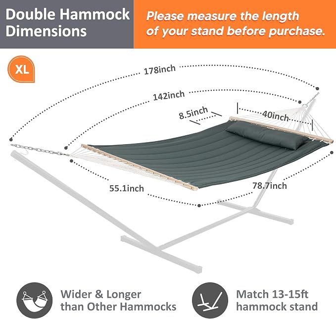 SUNCREAT Double Hammock for 2 Person, Extra Large Outdoor Portable Hammock - Image 5