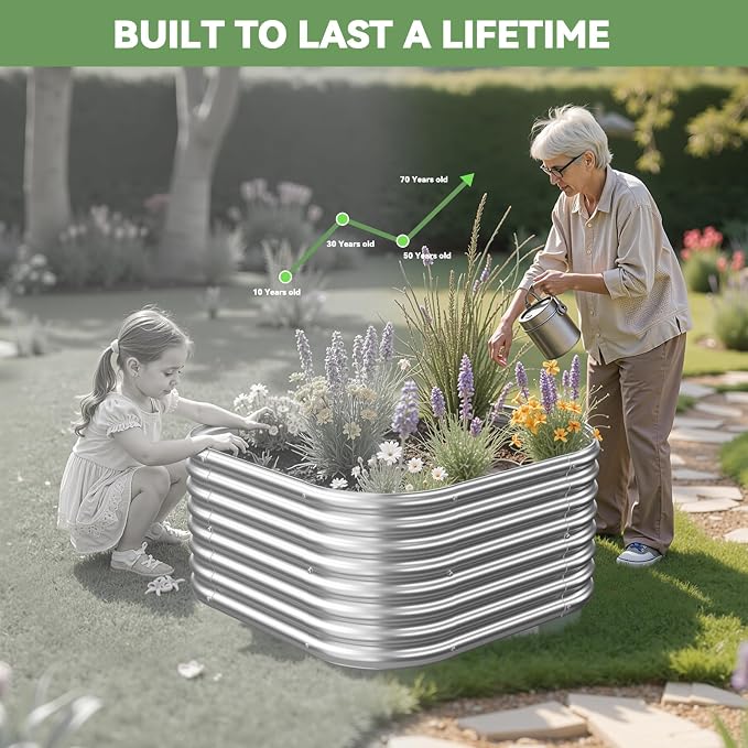 4 Pack 3x3FT Raised Beds for Gardening, Corrugated Galvanized Steel Raised - Image 8