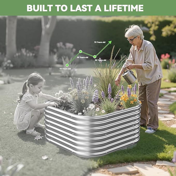 4 Pack 3x3FT Corrugated Galvanized Steel Raised Garden Bed Outdoor, Metal Above - Image 5
