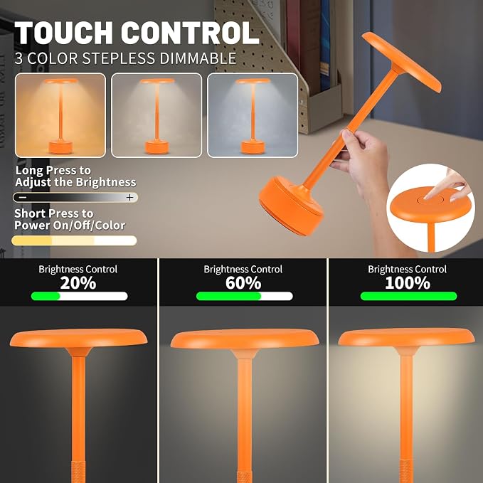 5200mAh Rechargeable Cordless LED Table Lamps Touch Sensor Light, 3-Levels - Image 6