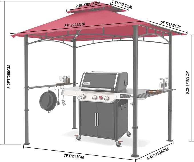 MASTERCANOPY 8 x 5 Grill Gazebo Outdoor BBQ Gazebo Canopy - Image 2