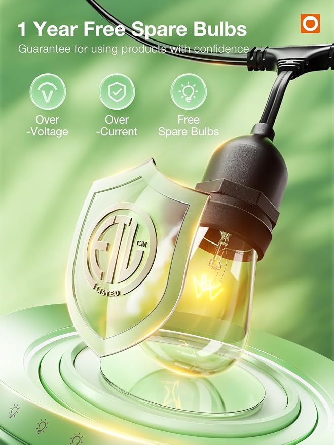 addlon 96FT Outdoor String Lights Commercial Grade Weatherproof Strand - Image 3