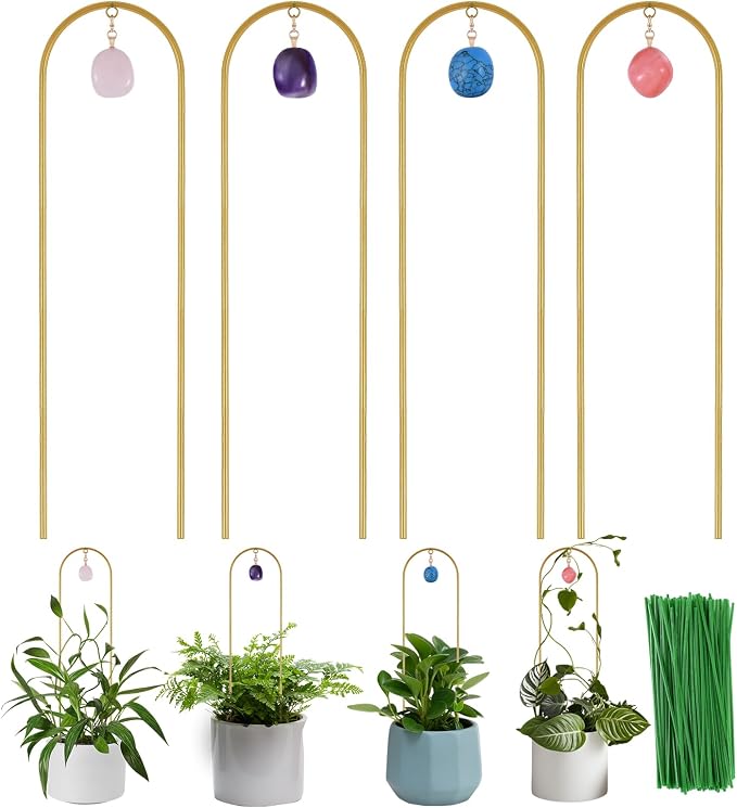 Plant Trellis for Climbing Plants, 15.75 inch Garden Small Metal Arch Glod by WellSign