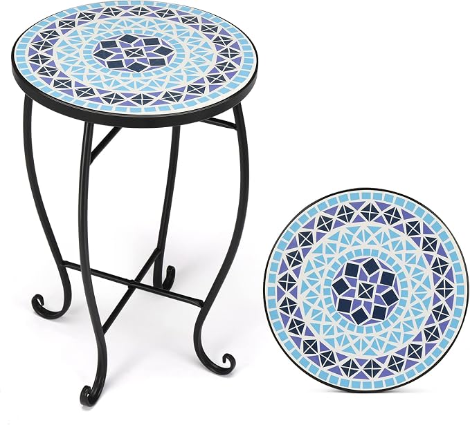 VINGLI Mosaic Accent Table, End Table, Plant Stand Decor by VINGLI