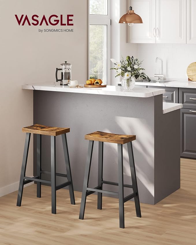 VASAGLE Bar Stools Set of 2, Counter Height Stools, Bar Chairs - Image 2