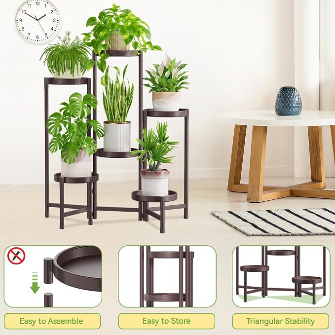 iDavosic.ly Plant Stand Indoor Outdoor, 6 Tier Corner Metal Flower Display - Image 4