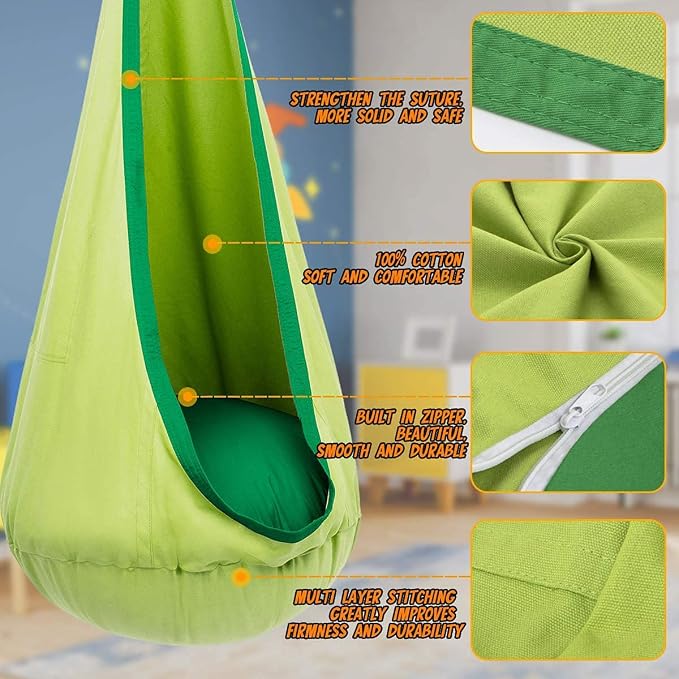 Y-STOP Kids Pod Swing Seat, Hanging Hammock Chair - Image 3
