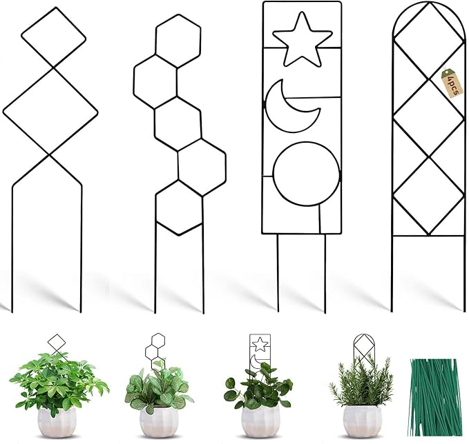 Coomin Small Plant Trellis for Potted Plants, 15in Plant Trellis Indoor by COOMIN