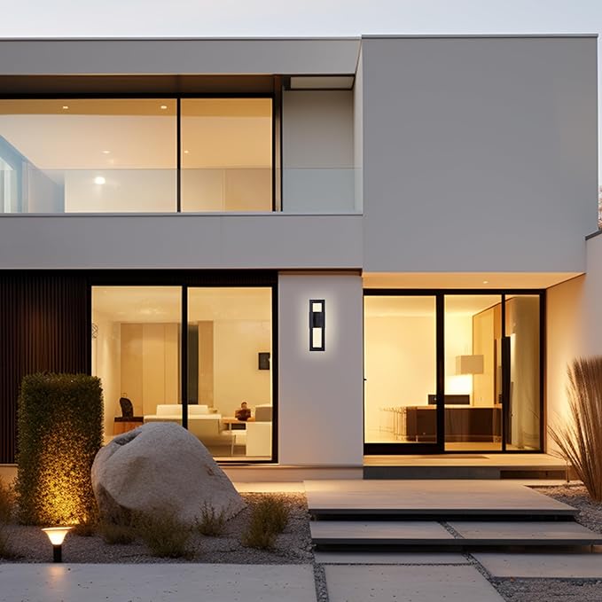 LamQee 14" Modern Outdoor Wall Lights, 3000K 1000LM Integrated LED Exterior - Image 2