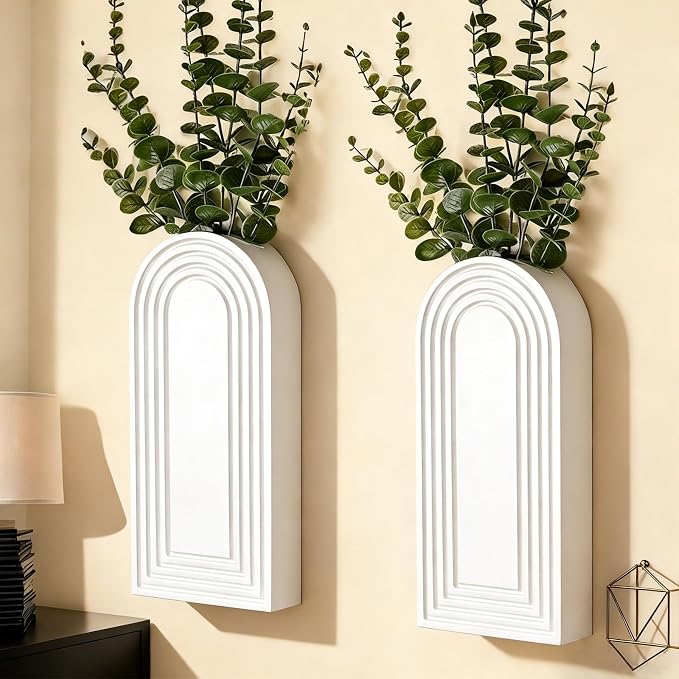 2 Pack Wooden Wall Vase Set, Boho Hanging Planter by Unknown