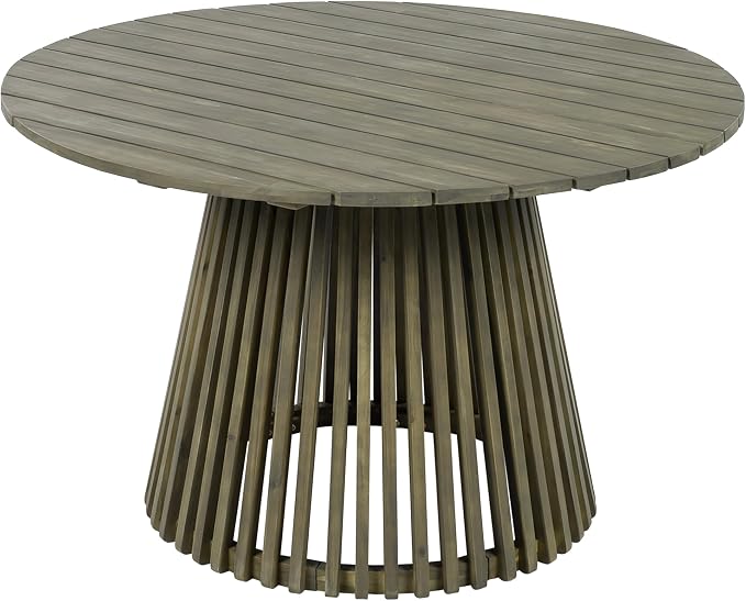 Merax Outdoor Dining Table 47.25" Round Extra-Large Acacia Wood Patio Dining - Image 7