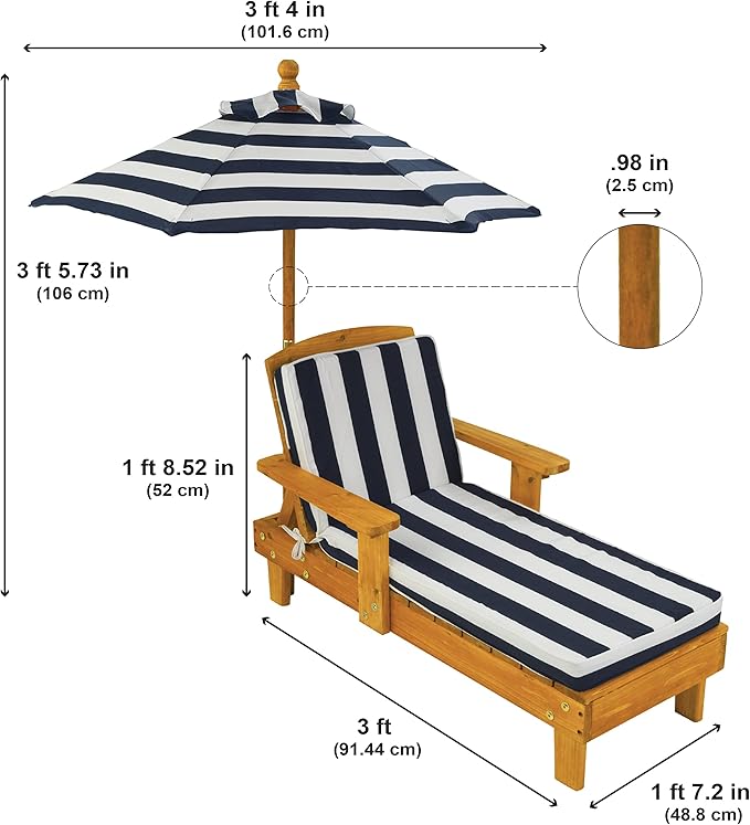 KidKraft Outdoor Wooden Chaise Lounge, Backyard Furniture Chair - Image 9
