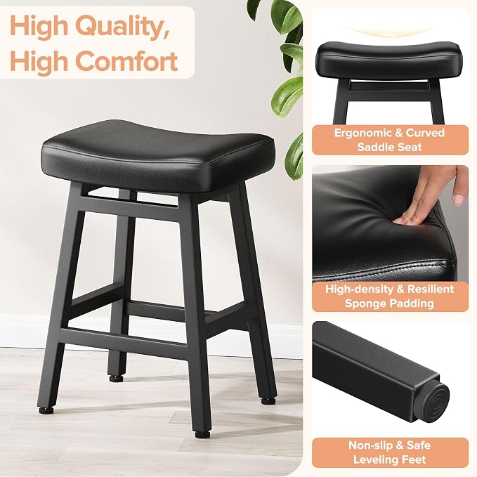 Counter Height Bar Stools Set of 2, 24 Inch Barstools - Image 3