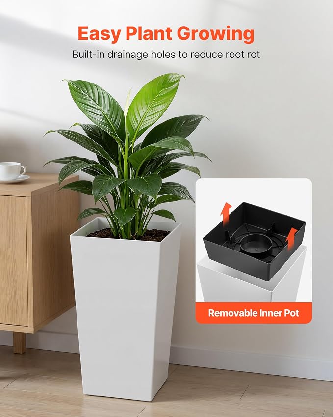 VEVOR Set of 2 Tall Planters for Outdoor Plants 22 inch, Modern Planters for - Image 5