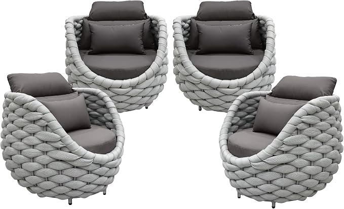 TWT 4 Pieces Patio Sofas All-Weather Rope Balcony Furniture by TWT