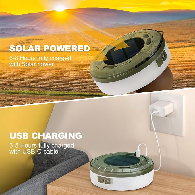 Solar Camping String Lights 1-Pack 2 in 1 Rechargeable - Image 2