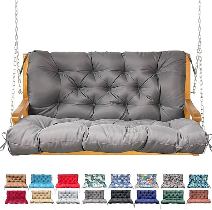 Porch Swing Cushion with Backrest, Waterproof Bench Cushion by NANGELRN